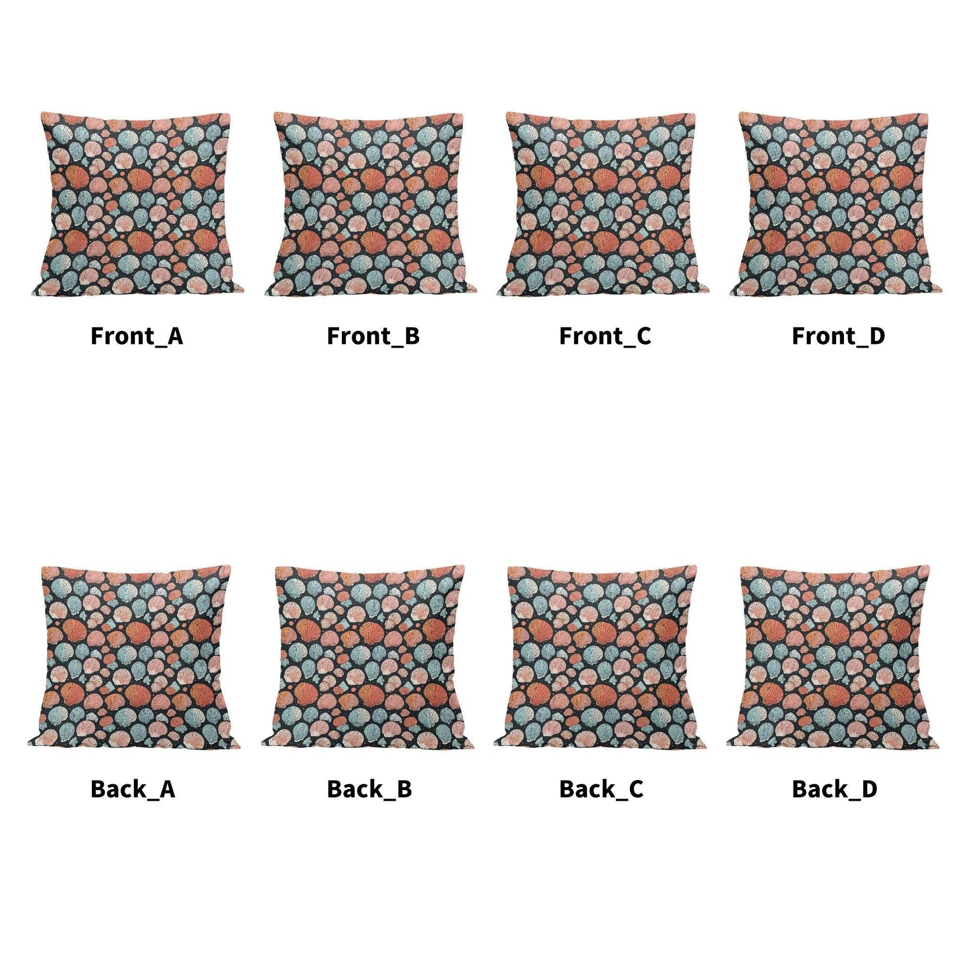 Big Shells Peach Velvet 4 Pcs Square Pillow Case Covers (5 sizes) - DeRose Seasonal