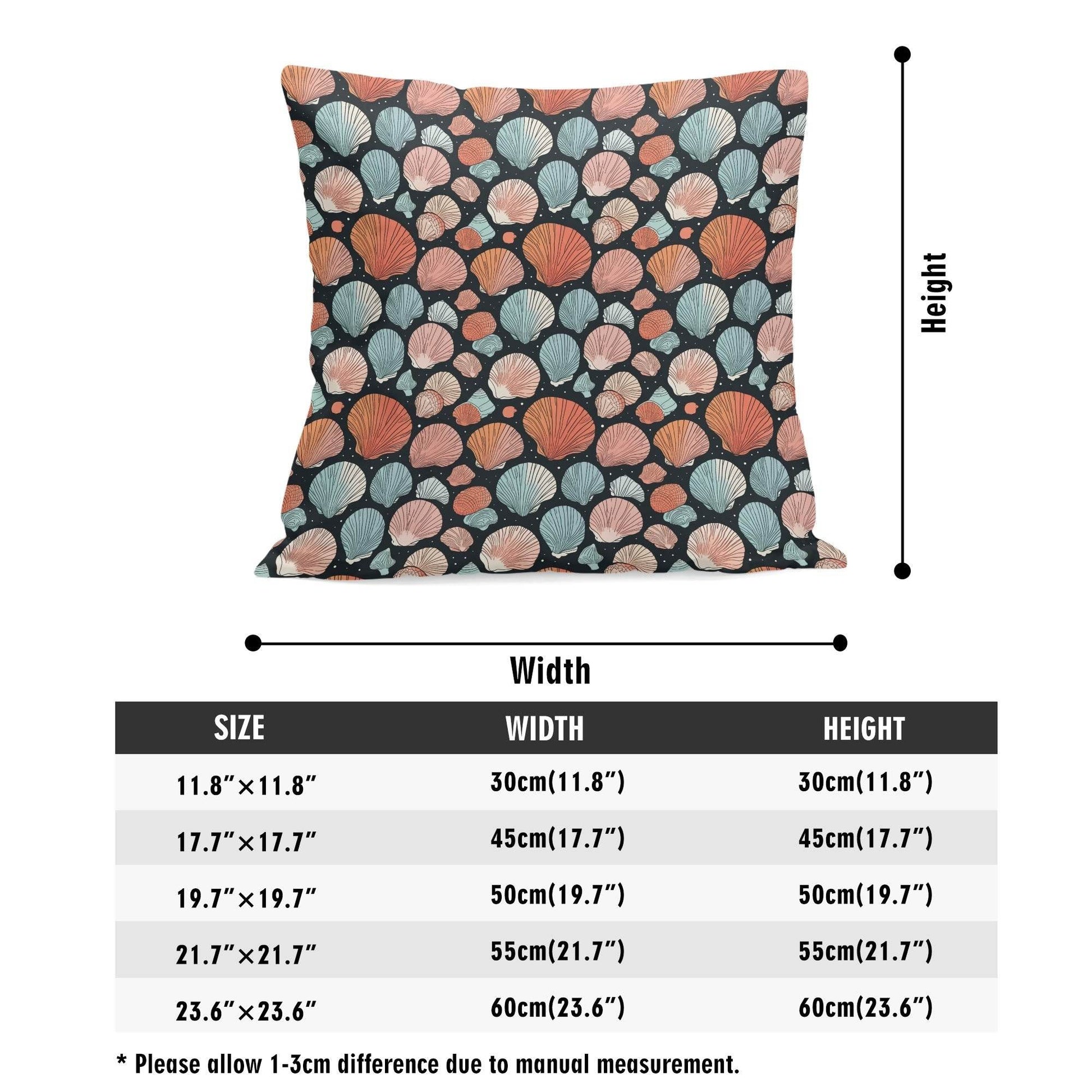 Big Shells Peach Velvet 4 Pcs Square Pillow Case Covers (5 sizes) - DeRose Seasonal