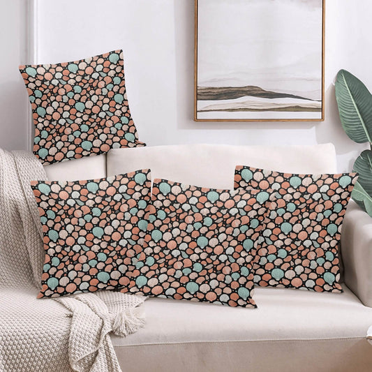 Seashells Peach Velvet 4 Pcs Square Pillow Case Covers (5 sizes) - DeRose Seasonal