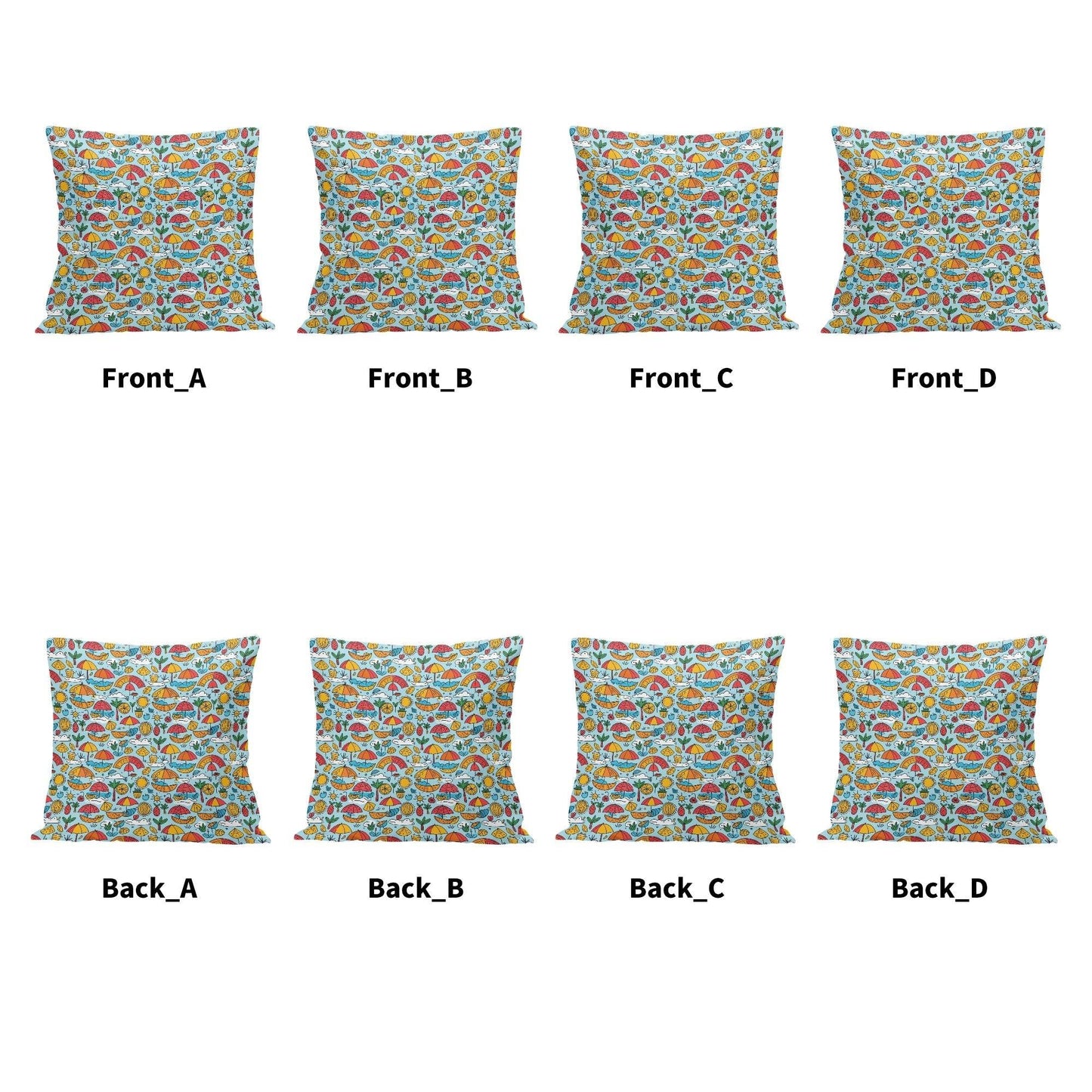 Fun of a Beach Peach Velvet 4 Pcs Square Pillow Case Covers (5 sizes) - DeRose Seasonal