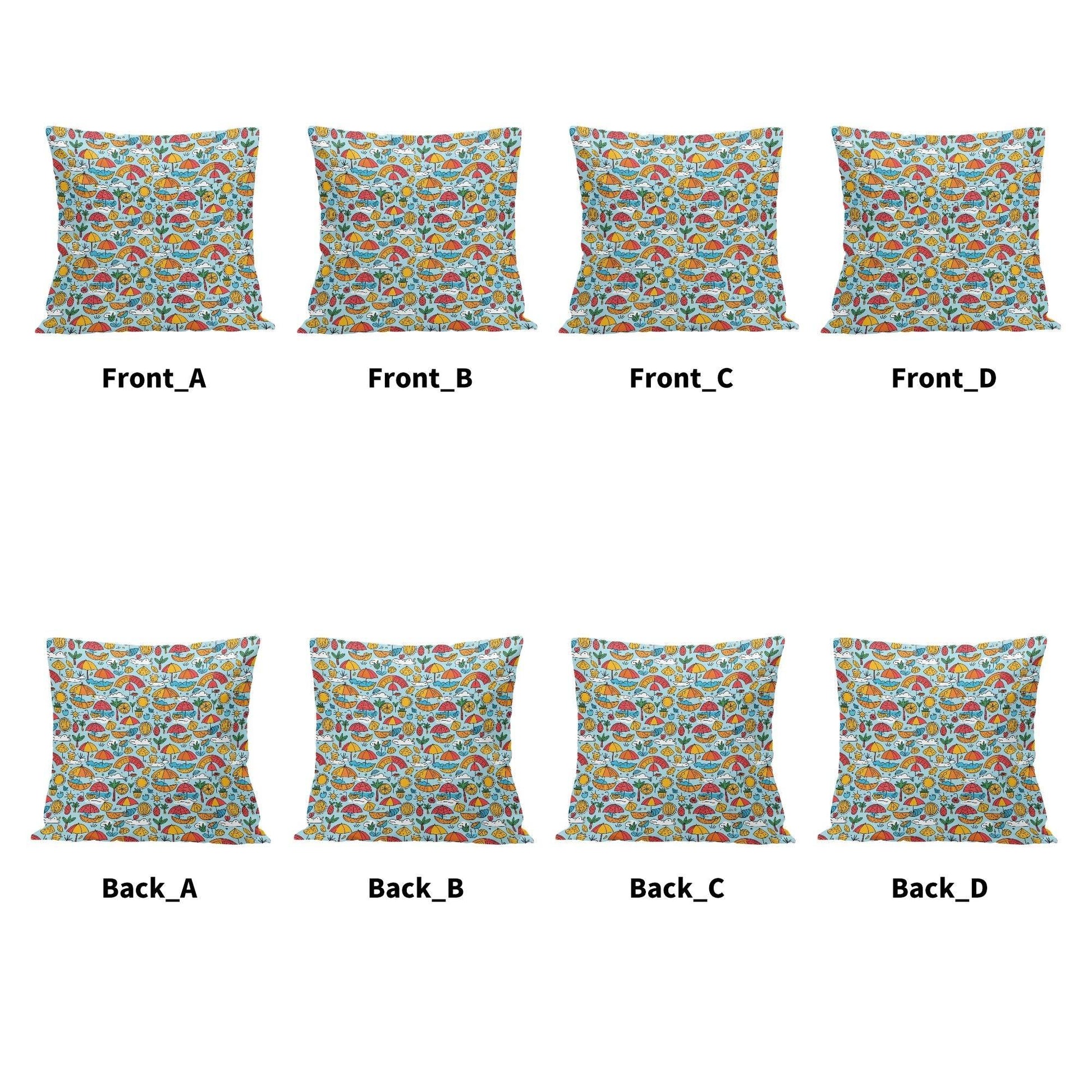 Fun of a Beach Peach Velvet 4 Pcs Square Pillow Case Covers (5 sizes) - DeRose Seasonal