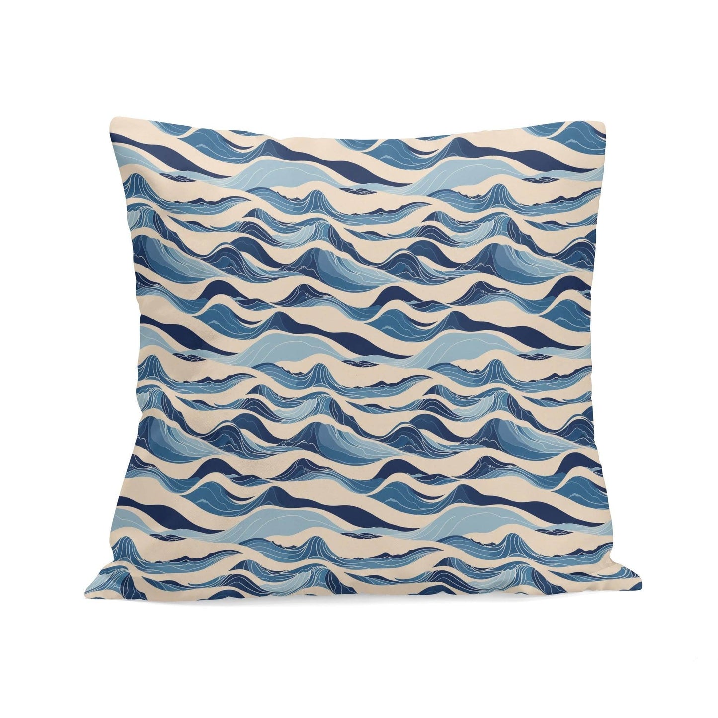Blue Waves Peach Velvet 4 Pcs Square Pillow Case Covers (5 sizes) - DeRose Seasonal