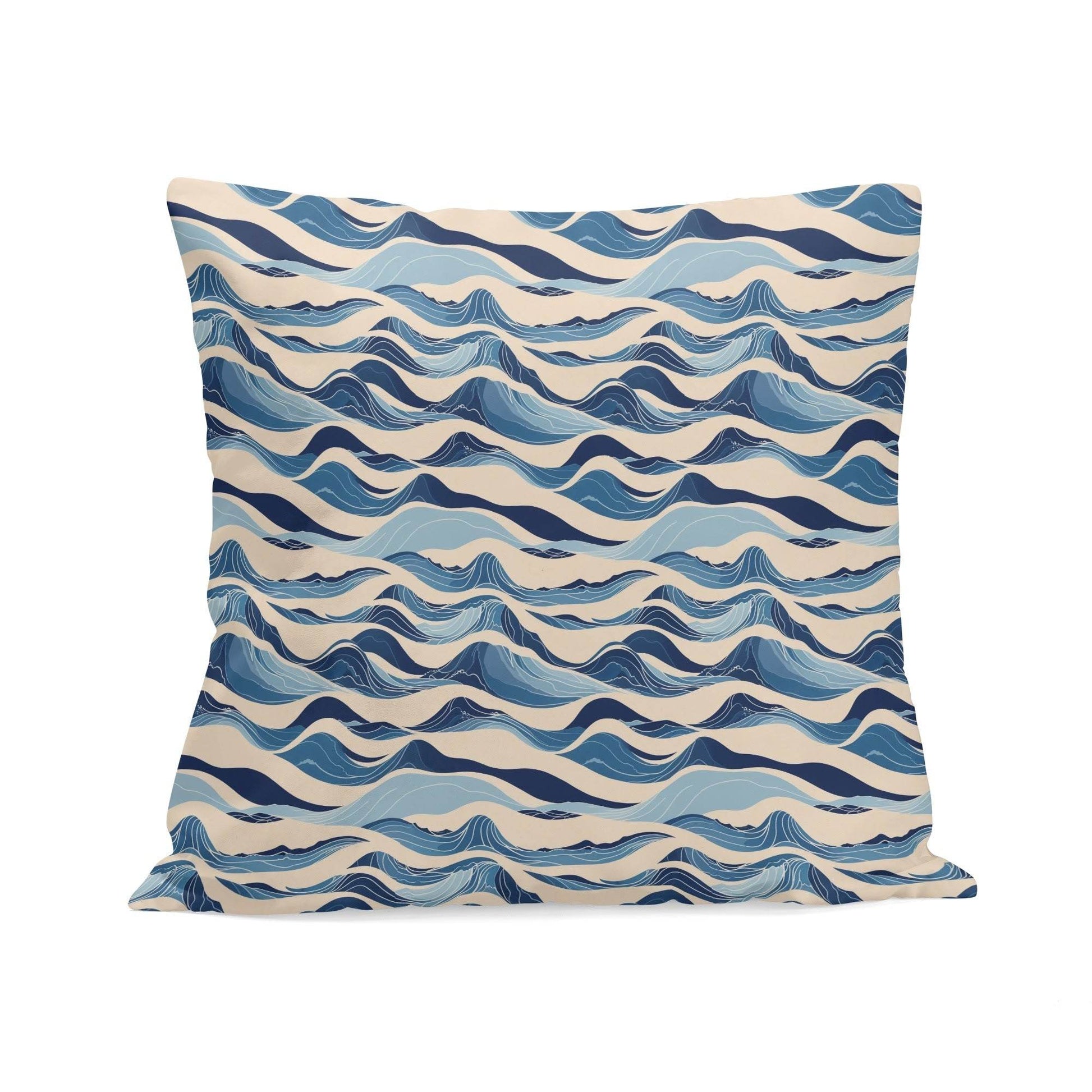 Blue Waves Peach Velvet 4 Pcs Square Pillow Case Covers (5 sizes) - DeRose Seasonal