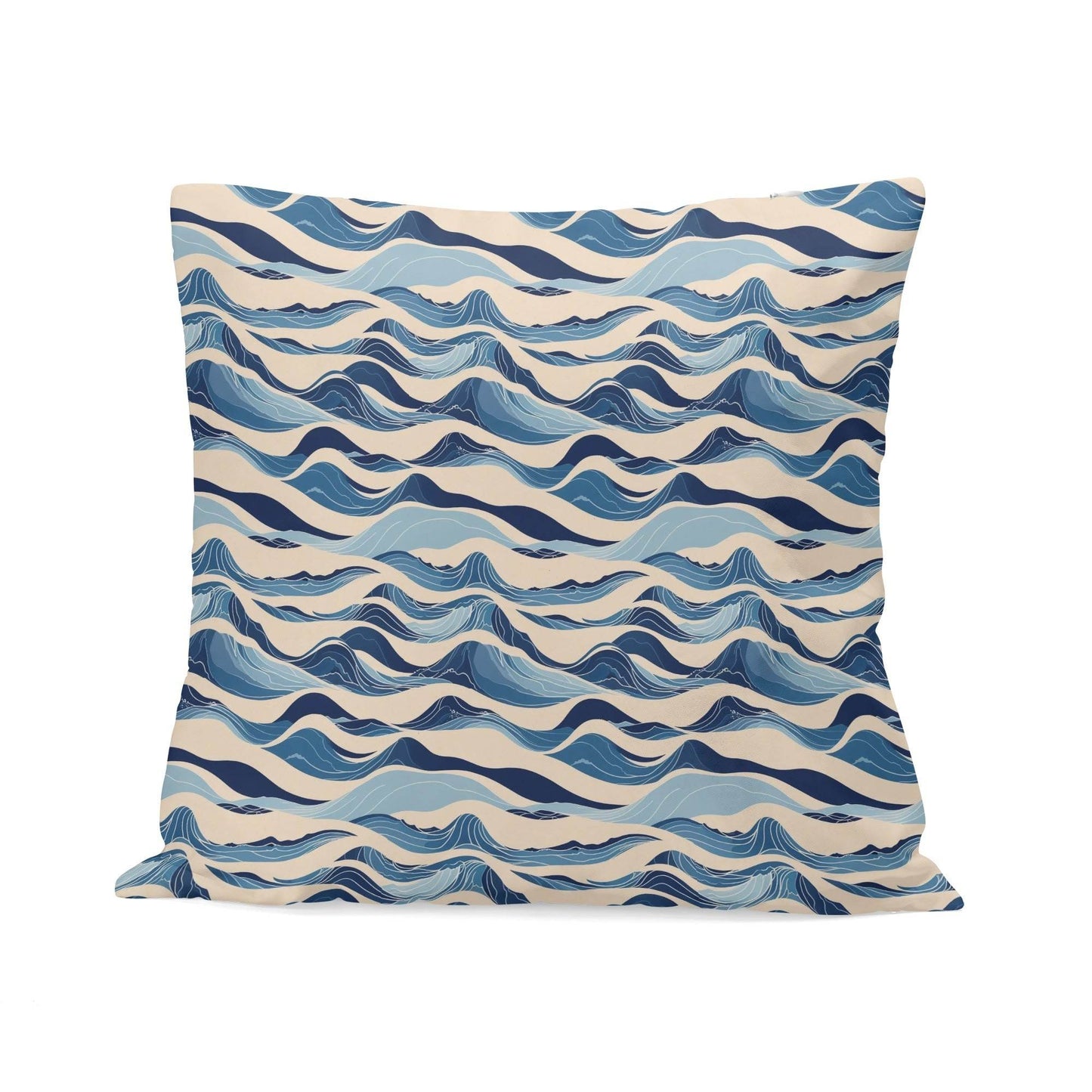 Blue Waves Peach Velvet 4 Pcs Square Pillow Case Covers (5 sizes) - DeRose Seasonal