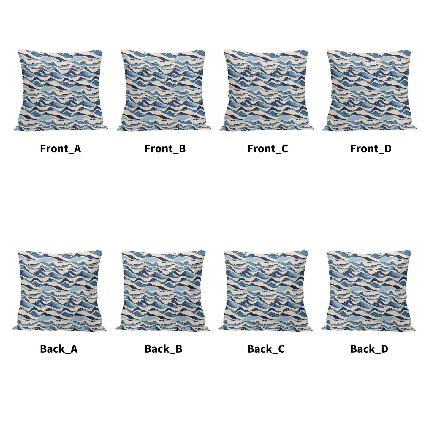 Blue Waves Peach Velvet 4 Pcs Square Pillow Case Covers (5 sizes) - DeRose Seasonal