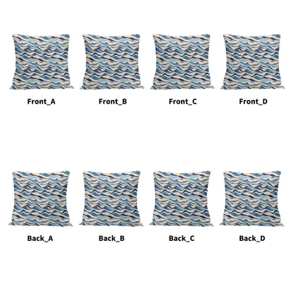 Blue Waves Peach Velvet 4 Pcs Square Pillow Case Covers (5 sizes) - DeRose Seasonal