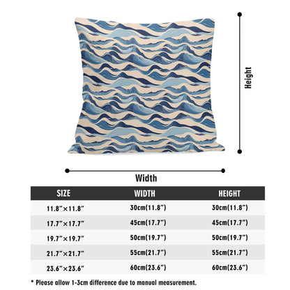 Blue Waves Peach Velvet 4 Pcs Square Pillow Case Covers (5 sizes) - DeRose Seasonal