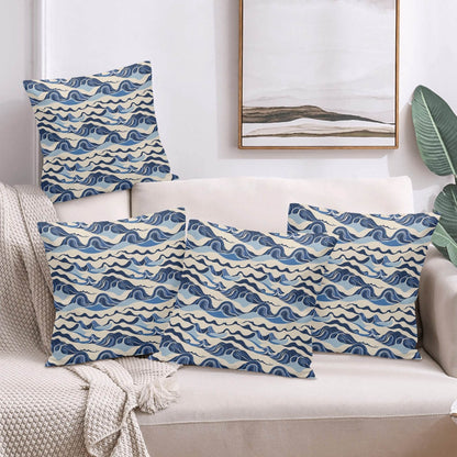 Abstract Waves Peach Velvet 4 Pcs Square Pillow Case Covers (5 sizes) - DeRose Seasonal