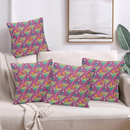 Artini Martini Peach Velvet 4 Pcs Square Pillow Case Covers (5 sizes) - DeRose Seasonal