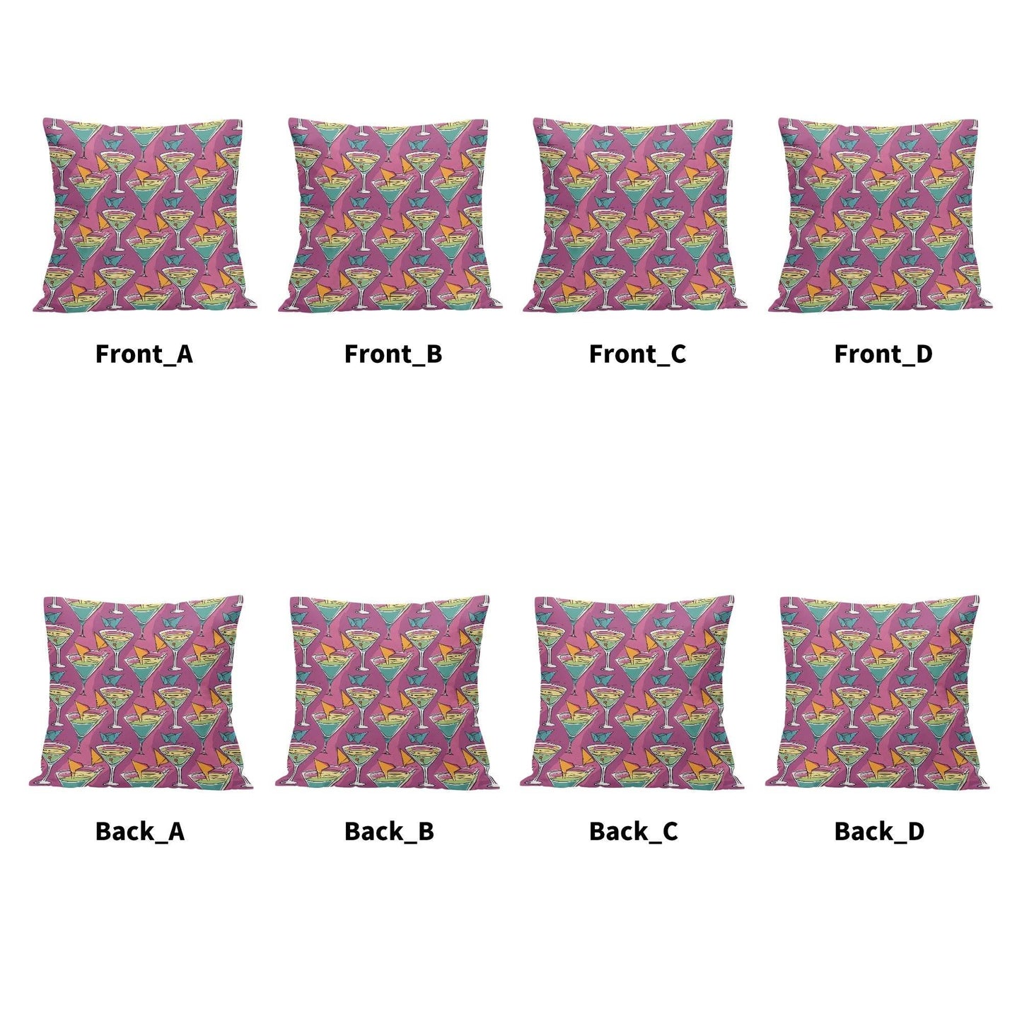 Artini Martini Peach Velvet 4 Pcs Square Pillow Case Covers (5 sizes) - DeRose Seasonal