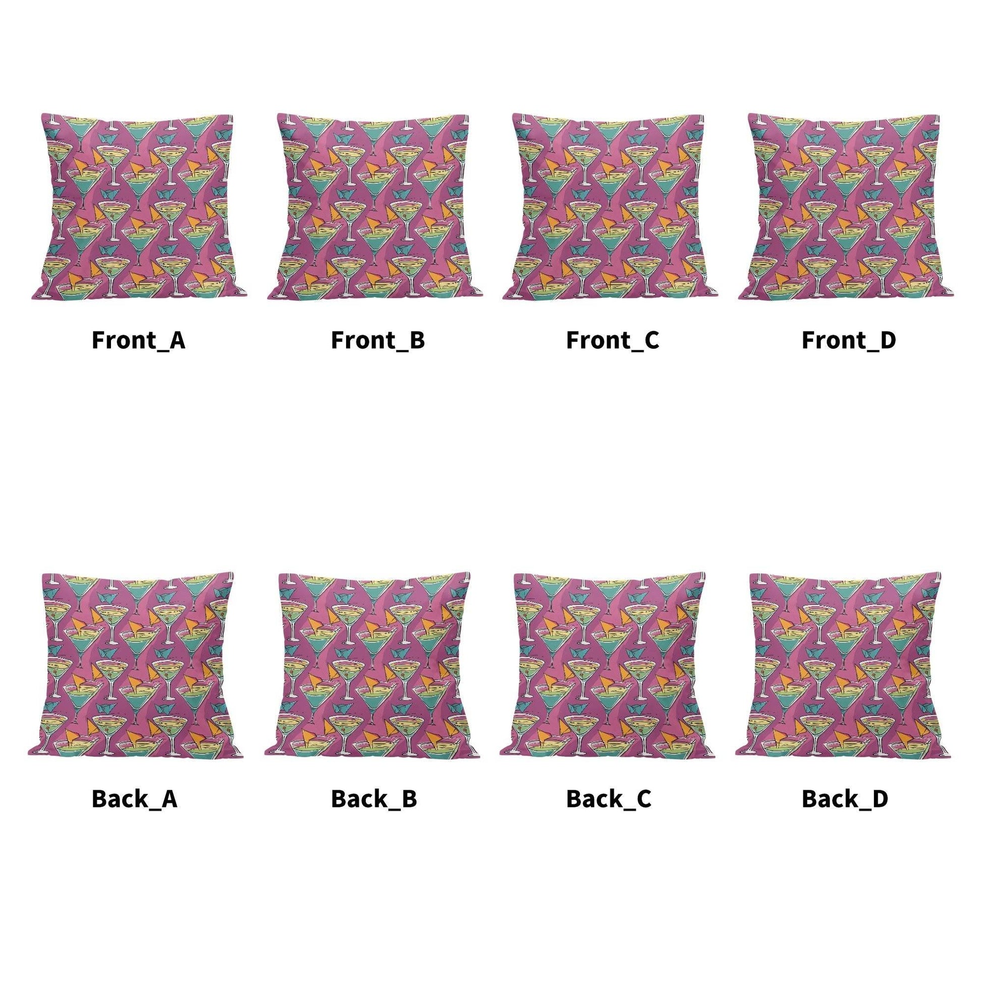Artini Martini Peach Velvet 4 Pcs Square Pillow Case Covers (5 sizes) - DeRose Seasonal