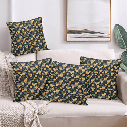 Gold Margarita Peach Velvet 4 Pcs Square Pillow Case Covers (5 sizes) - DeRose Seasonal