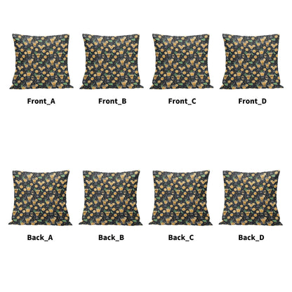 Gold Margarita Peach Velvet 4 Pcs Square Pillow Case Covers (5 sizes) - DeRose Seasonal