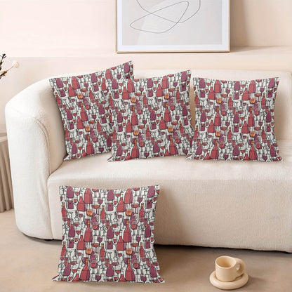 Wine with Me Peach Velvet 4 Pcs Square Pillow Case Covers (5 sizes) - DeRose Seasonal