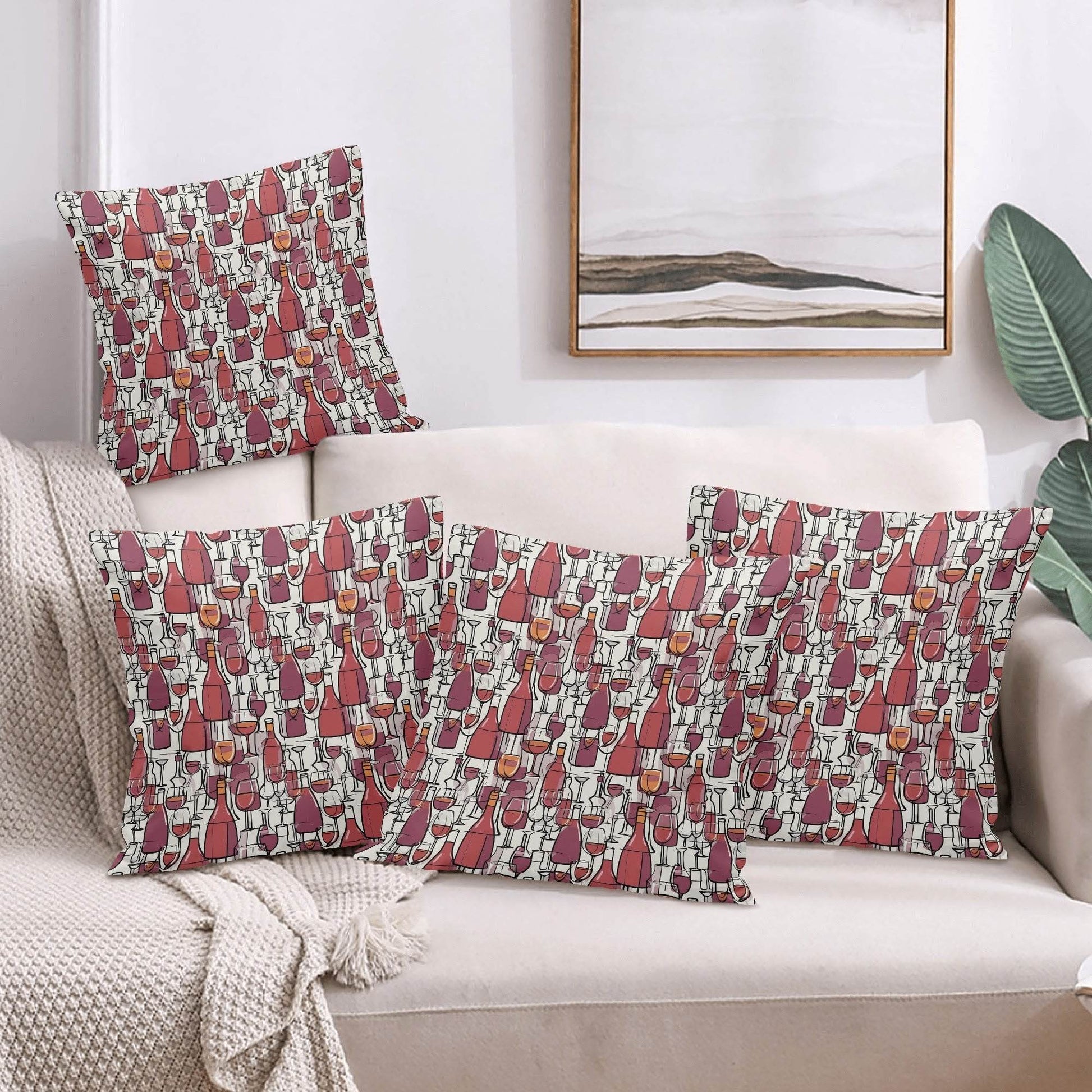Wine with Me Peach Velvet 4 Pcs Square Pillow Case Covers (5 sizes) - DeRose Seasonal