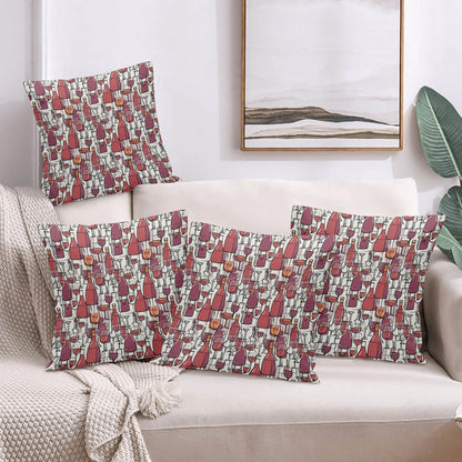 Wine with Me Peach Velvet 4 Pcs Square Pillow Case Covers (5 sizes) - DeRose Seasonal