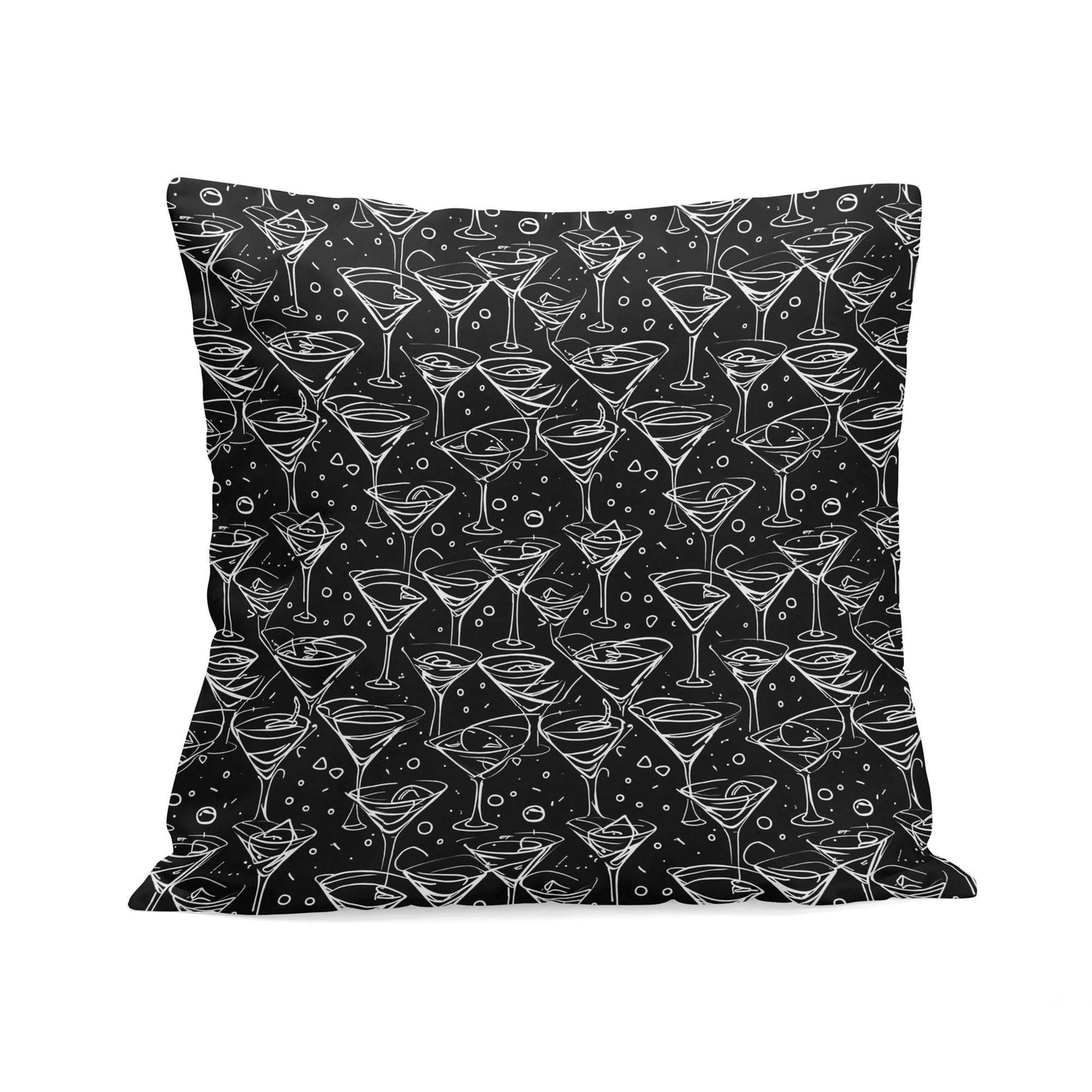 Black and White Martini Peach Velvet 4 Pcs Square Pillow Case Covers (5 sizes) - DeRose Seasonal