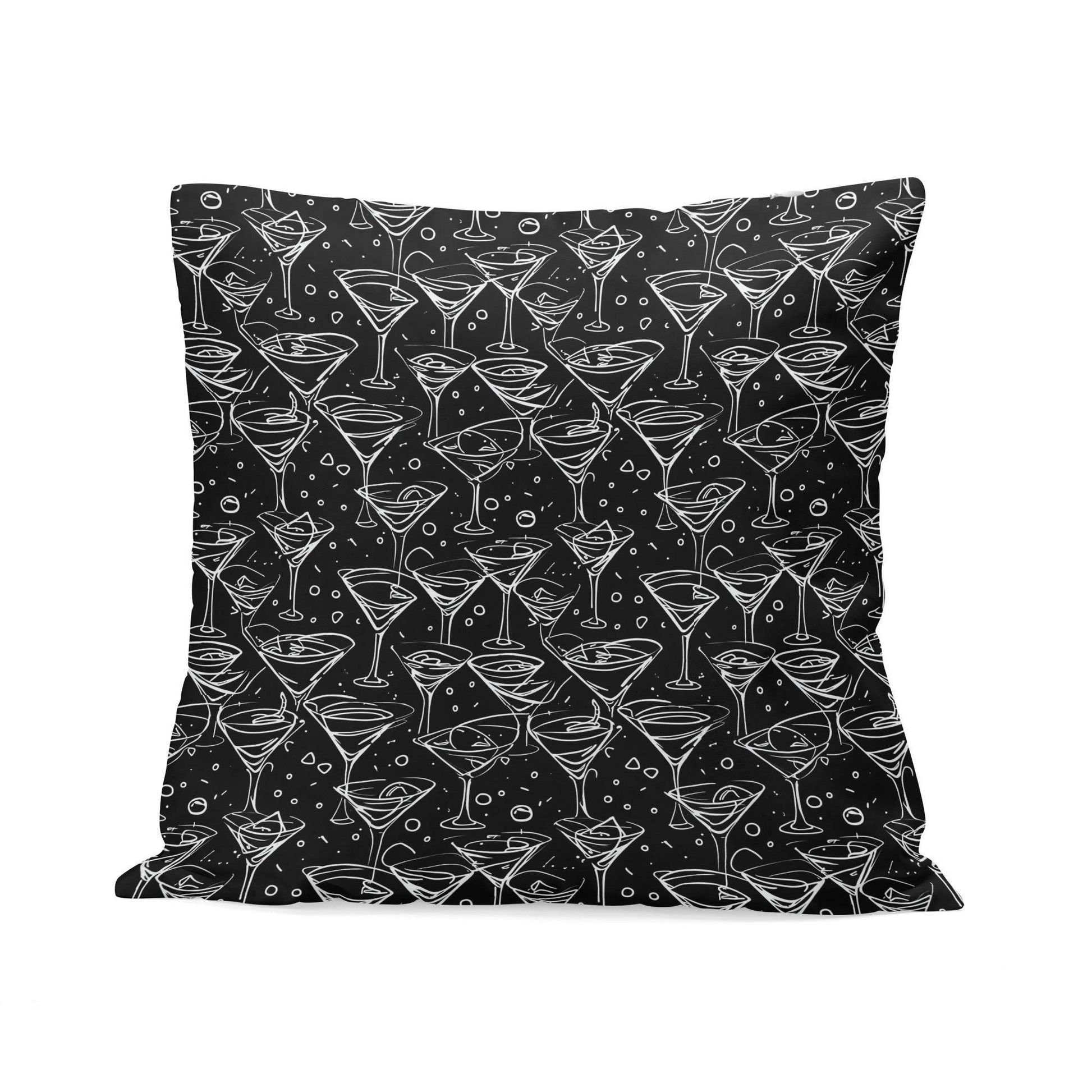 Black and White Martini Peach Velvet 4 Pcs Square Pillow Case Covers (5 sizes) - DeRose Seasonal