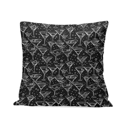 Black and White Martini Peach Velvet 4 Pcs Square Pillow Case Covers (5 sizes) - DeRose Seasonal