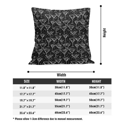 Black and White Martini Peach Velvet 4 Pcs Square Pillow Case Covers (5 sizes) - DeRose Seasonal