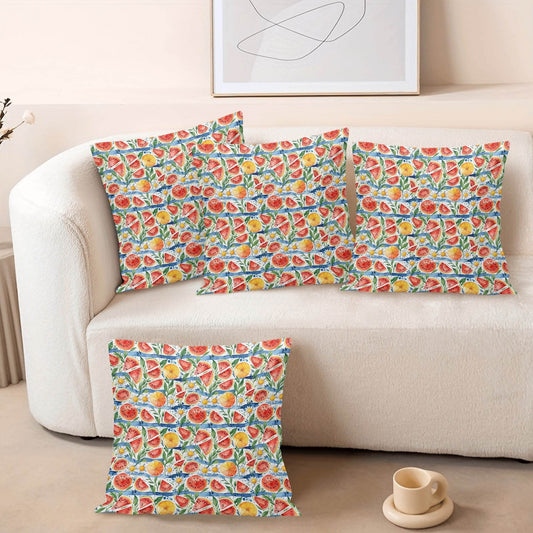 Watermelon Peach Velvet 4 Pcs Square Pillow Case Covers (5 sizes) - DeRose Seasonal