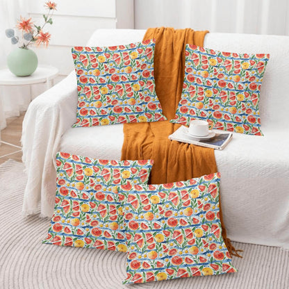 Watermelon Peach Velvet 4 Pcs Square Pillow Case Covers (5 sizes) - DeRose Seasonal