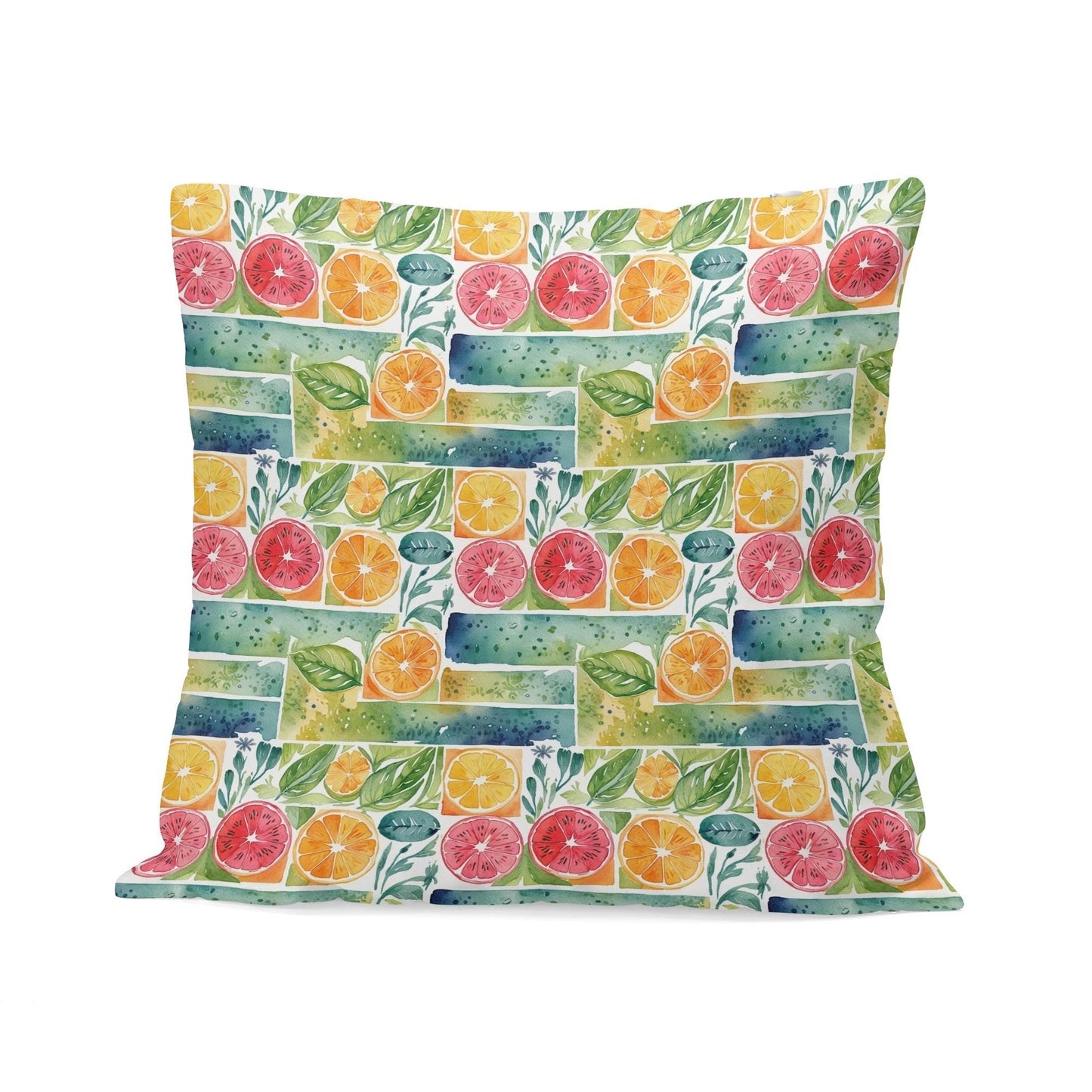 Watercolor Fruit Peach Velvet 4 Pcs Square Pillow Case Covers (5 sizes) - DeRose Seasonal