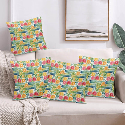 Watercolor Fruit Peach Velvet 4 Pcs Square Pillow Case Covers (5 sizes) - DeRose Seasonal