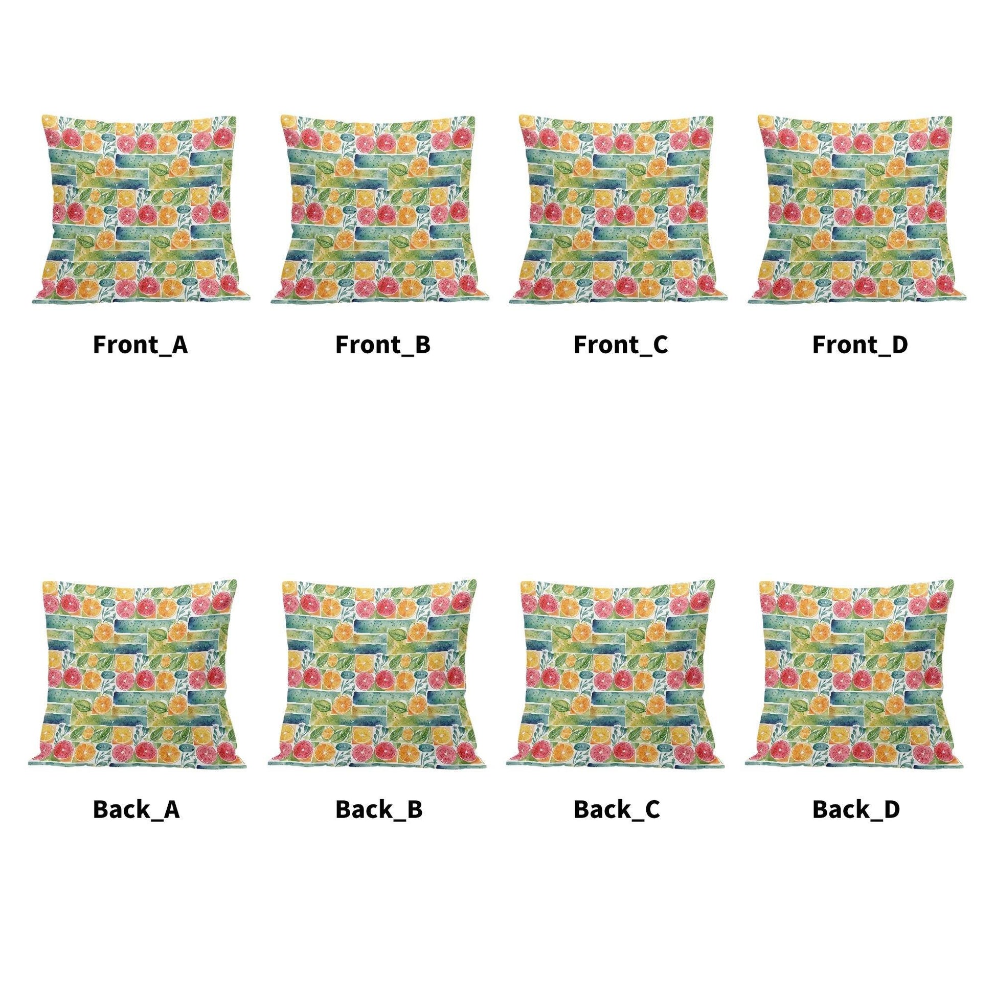 Watercolor Fruit Peach Velvet 4 Pcs Square Pillow Case Covers (5 sizes) - DeRose Seasonal