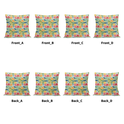 Watercolor Fruit Peach Velvet 4 Pcs Square Pillow Case Covers (5 sizes) - DeRose Seasonal