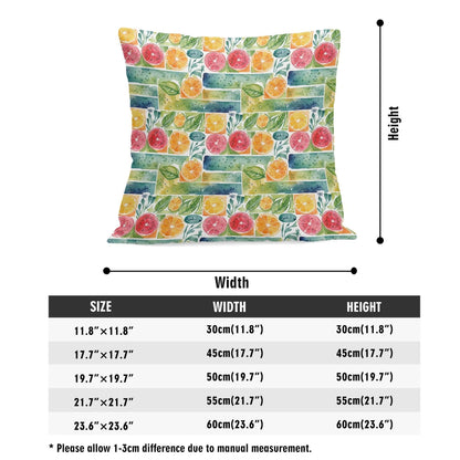 Watercolor Fruit Peach Velvet 4 Pcs Square Pillow Case Covers (5 sizes) - DeRose Seasonal