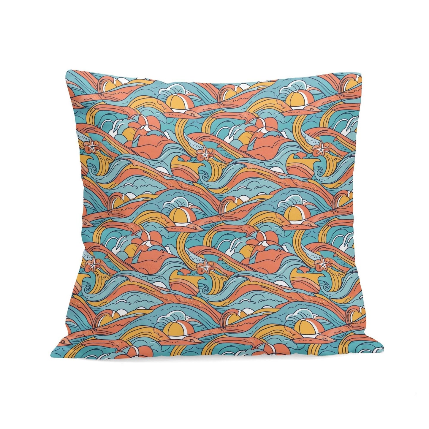 Ocean Abstract Peach Velvet 4 Pcs Square Pillow Case Covers (5 sizes) - DeRose Seasonal