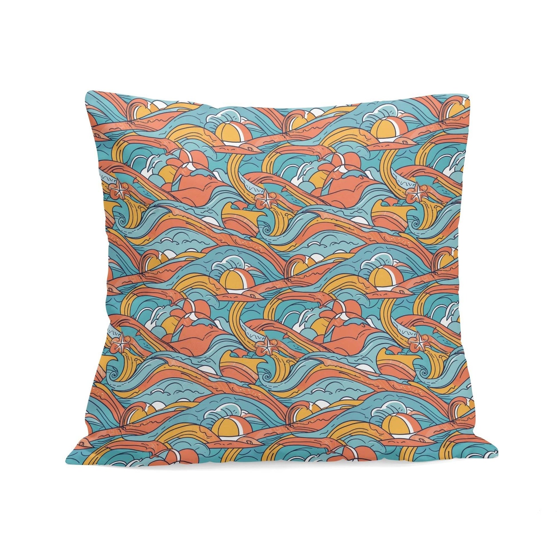 Ocean Abstract Peach Velvet 4 Pcs Square Pillow Case Covers (5 sizes) - DeRose Seasonal