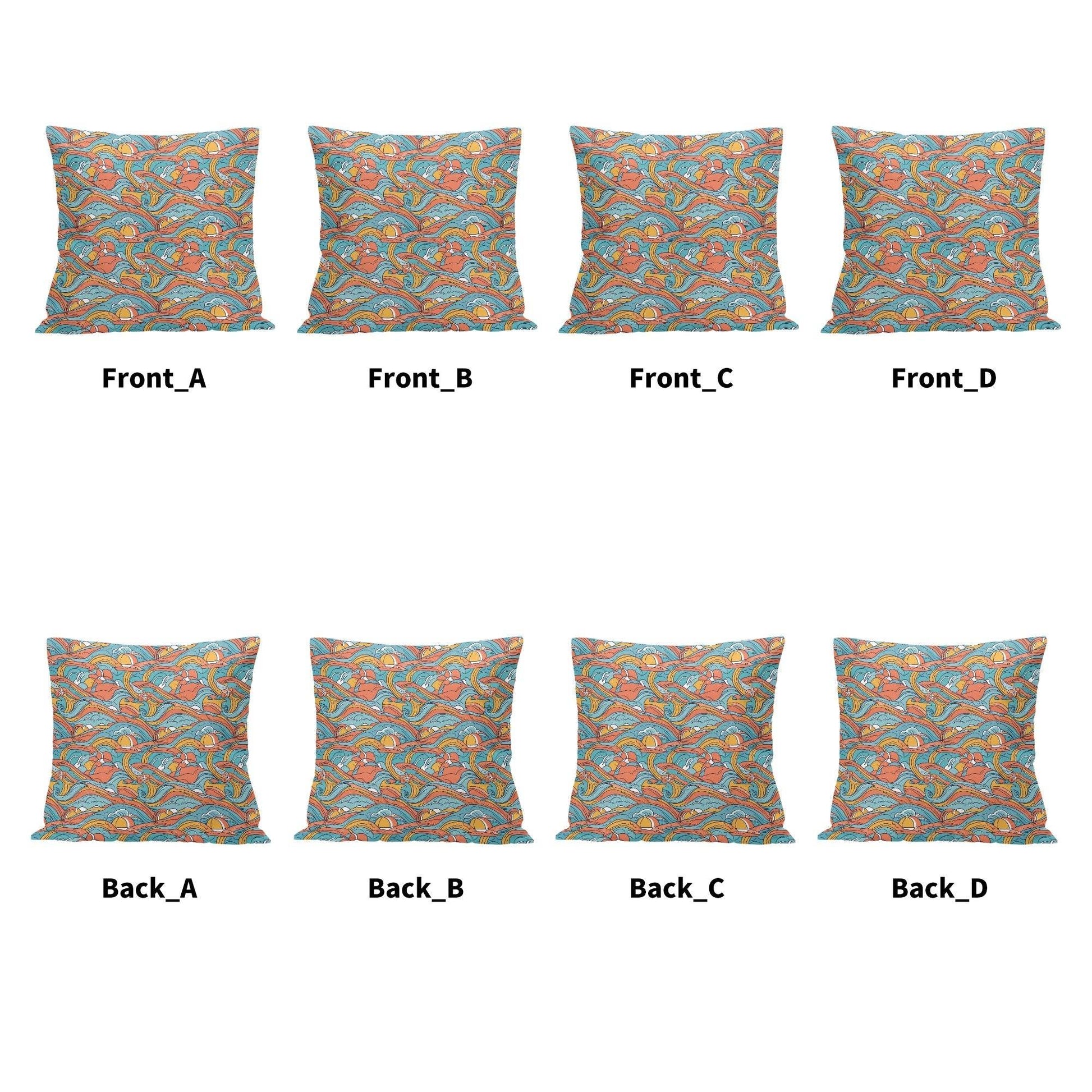 Ocean Abstract Peach Velvet 4 Pcs Square Pillow Case Covers (5 sizes) - DeRose Seasonal