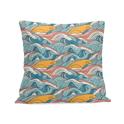 Sun in the Waves Peach Velvet 4 Pcs Square Pillow Case Covers (5 sizes) - DeRose Seasonal