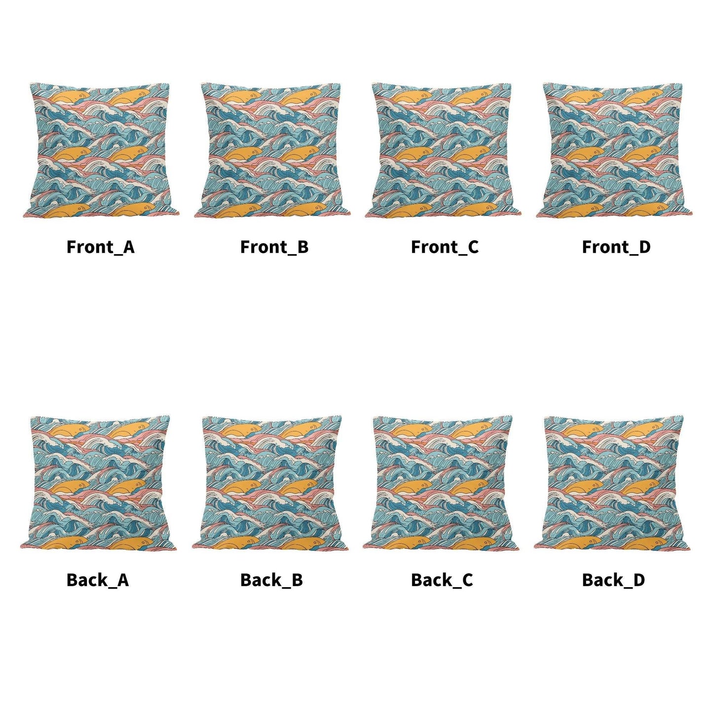 Sun in the Waves Peach Velvet 4 Pcs Square Pillow Case Covers (5 sizes) - DeRose Seasonal