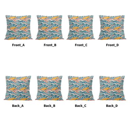 Sun in the Waves Peach Velvet 4 Pcs Square Pillow Case Covers (5 sizes) - DeRose Seasonal