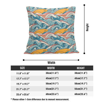 Sun in the Waves Peach Velvet 4 Pcs Square Pillow Case Covers (5 sizes) - DeRose Seasonal