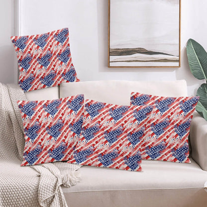 Watercolor Independence Peach Velvet 4 Pcs Square Pillow Case Covers (5 sizes) - DeRose Seasonal