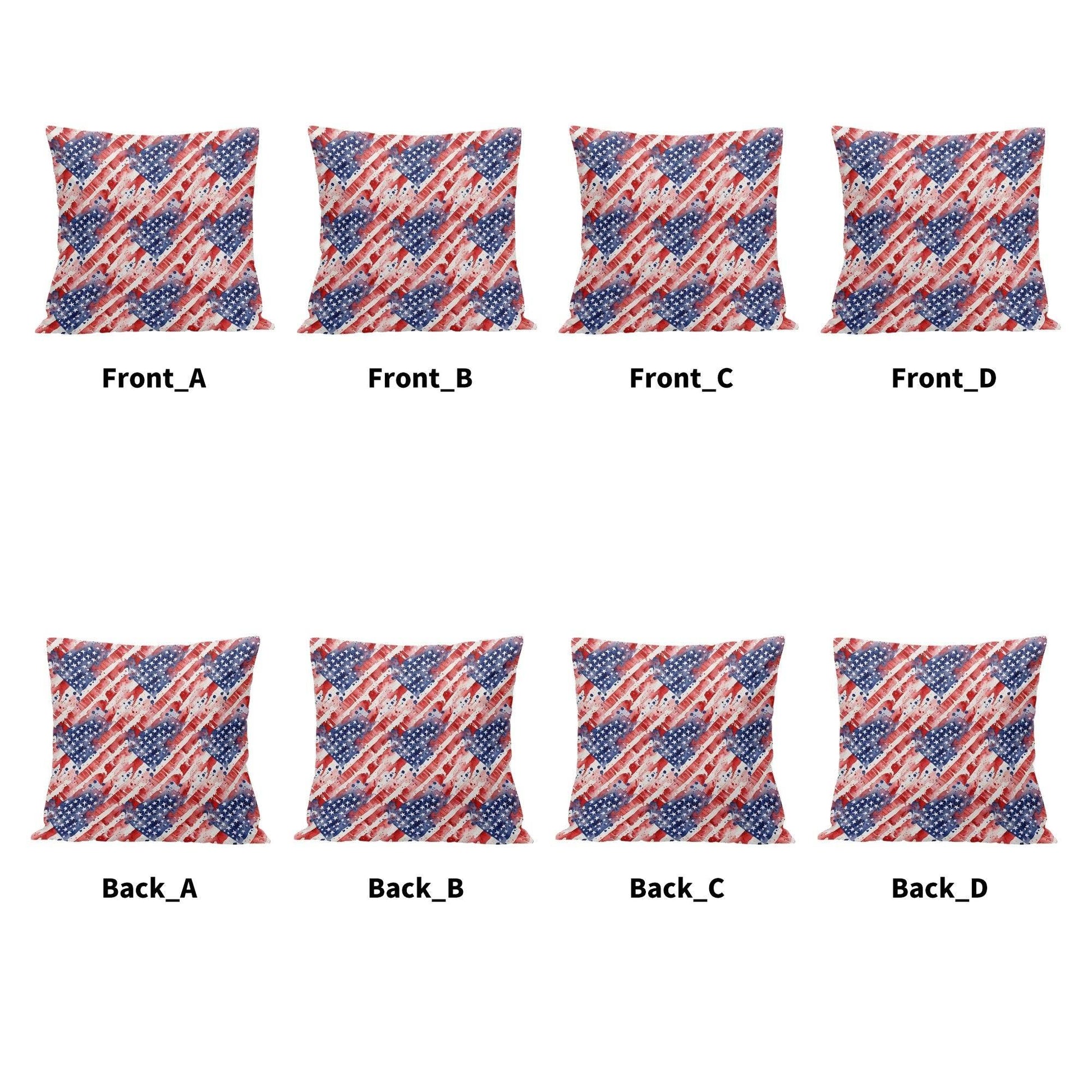 Watercolor Independence Peach Velvet 4 Pcs Square Pillow Case Covers (5 sizes) - DeRose Seasonal