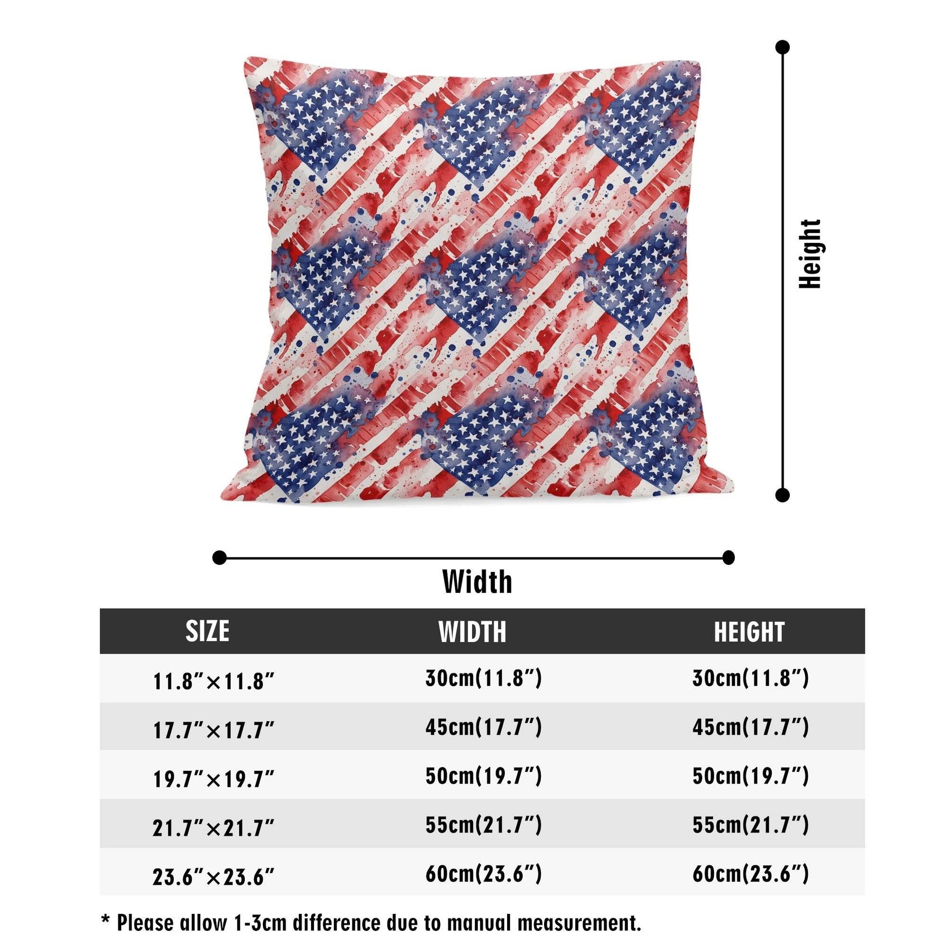 Watercolor Independence Peach Velvet 4 Pcs Square Pillow Case Covers (5 sizes) - DeRose Seasonal