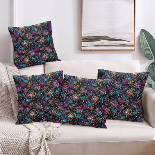 Sharp Fireworks Peach Velvet 4 Pcs Square Pillow Case Covers (5 sizes) - DeRose Seasonal