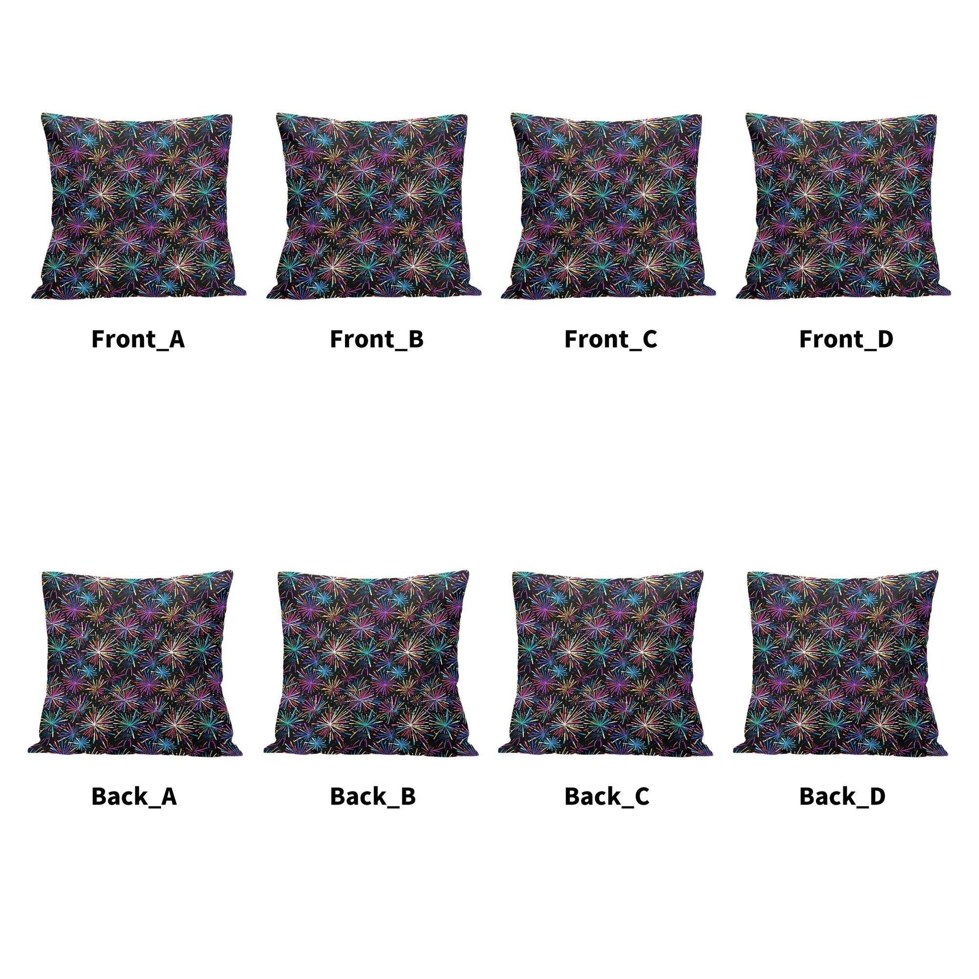 Sharp Fireworks Peach Velvet 4 Pcs Square Pillow Case Covers (5 sizes) - DeRose Seasonal