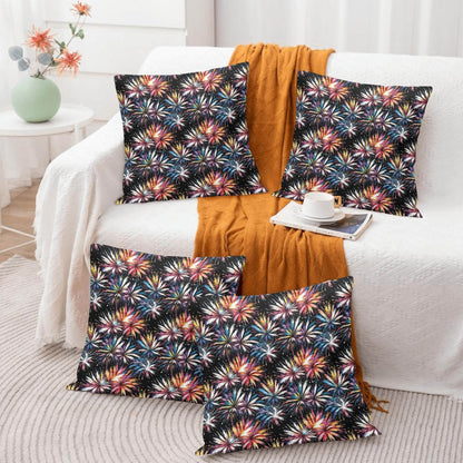 Freedom Fireworks Peach Velvet 4 Pcs Square Pillow Case Covers (5 sizes) - DeRose Seasonal