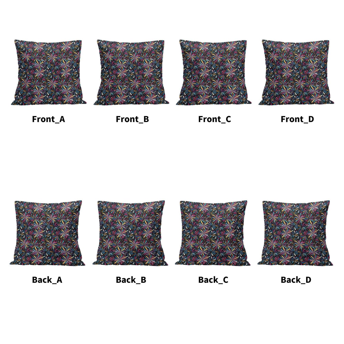 Colorful Fireworks Peach Velvet 4 Pcs Square Pillow Case Covers (5 sizes) - DeRose Seasonal