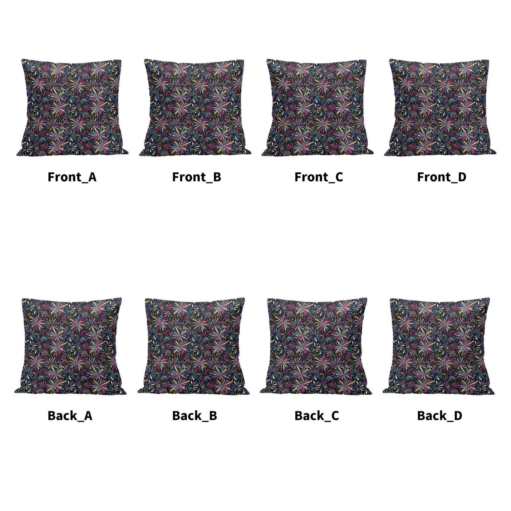 Colorful Fireworks Peach Velvet 4 Pcs Square Pillow Case Covers (5 sizes) - DeRose Seasonal