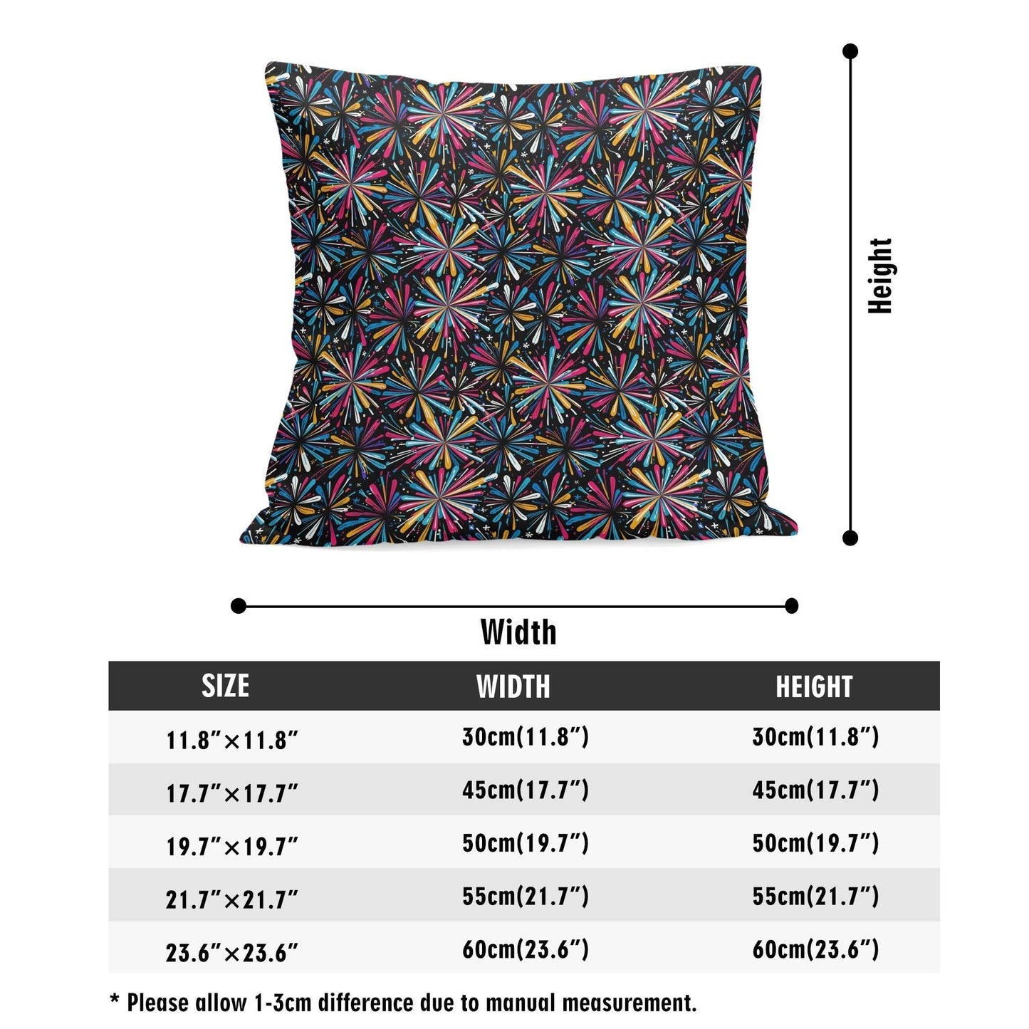 Colorful Fireworks Peach Velvet 4 Pcs Square Pillow Case Covers (5 sizes) - DeRose Seasonal