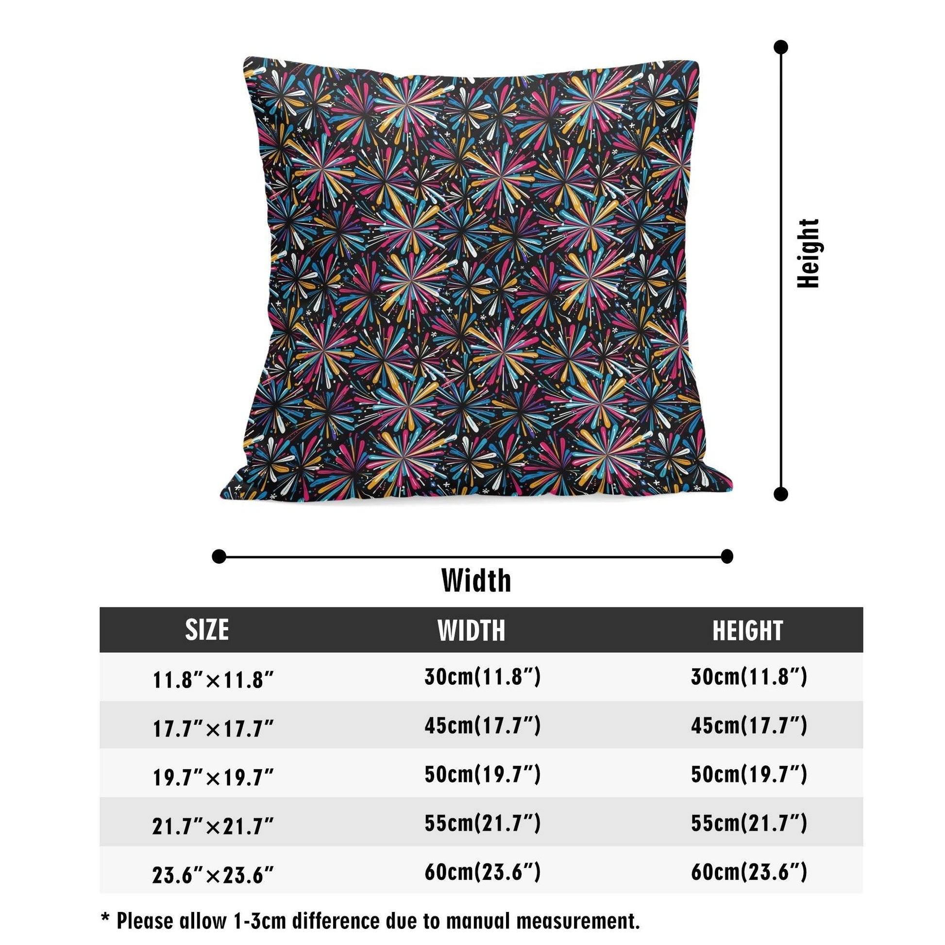 Colorful Fireworks Peach Velvet 4 Pcs Square Pillow Case Covers (5 sizes) - DeRose Seasonal