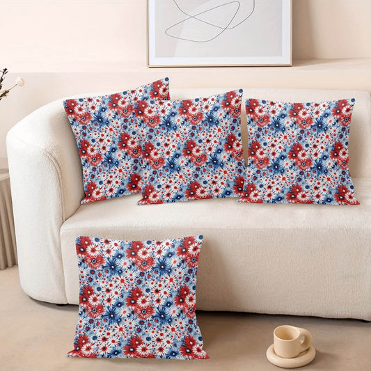 Floral USA Peach Velvet 4 Pcs Square Pillow Case Covers (5 sizes) - DeRose Seasonal