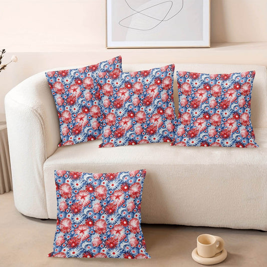Tie-Dye Fireworks Peach Velvet 4 Pcs Square Pillow Case Covers (5 sizes) - DeRose Seasonal